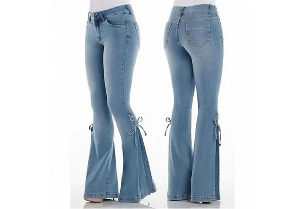 FIDDY Comfort-fit-Jeans Damen-Jeans, Stretch-Röhrenjeans, hohe Taille, elegante Schlaghose