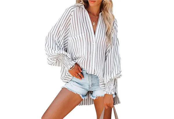 FIDDY Langarmhemd Strandüberzieher – Sonnenschutzkleidung für den Strand – Damen Hemden
