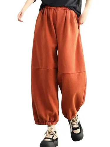 FIDDY Loungehose Damen Winterhose mit elastischem Bund, warme Hose, Jogginghose