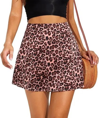 FIDDY Minirock Damen-Minikleid mit Leopardenmuster, lässig, süß