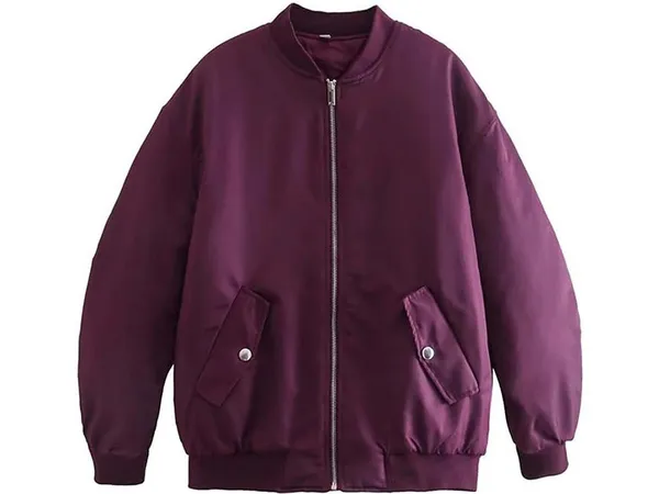 FIDDY Sakko Damen-Jacke, lockere Taschen, Stehkragen, Reißverschluss,Größe L
