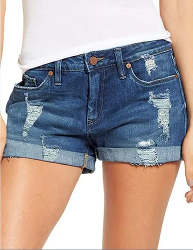 FIDDY Shorts Lässige, zerrissene Jeansshorts für Damen