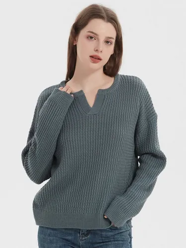 FIDDY Strickpullover Winter-Freizeitpullover einfarbig lockerer Pullover