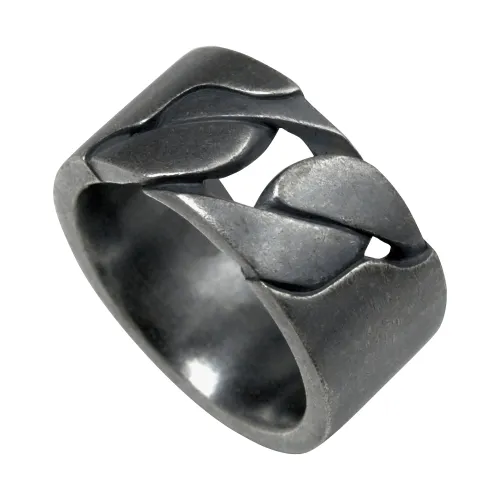 Fingerring CAÏ "925/- Sterling Silber matt oxidiert schwarz" Fingerringe Gr. 058 (18,5), Silber 925 (Sterlingsilber), weiß Herren Fingerringe
