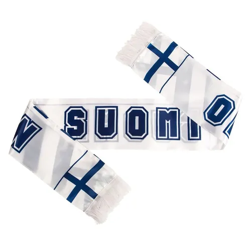 Finnland Satin Fanschal - Weiß/Blau