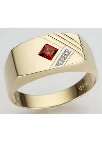 Firetti Diamantring Schmuck Geschenk Gold 585 Damenring Verlobungsring Goldring, mit Granat - mit Brillant