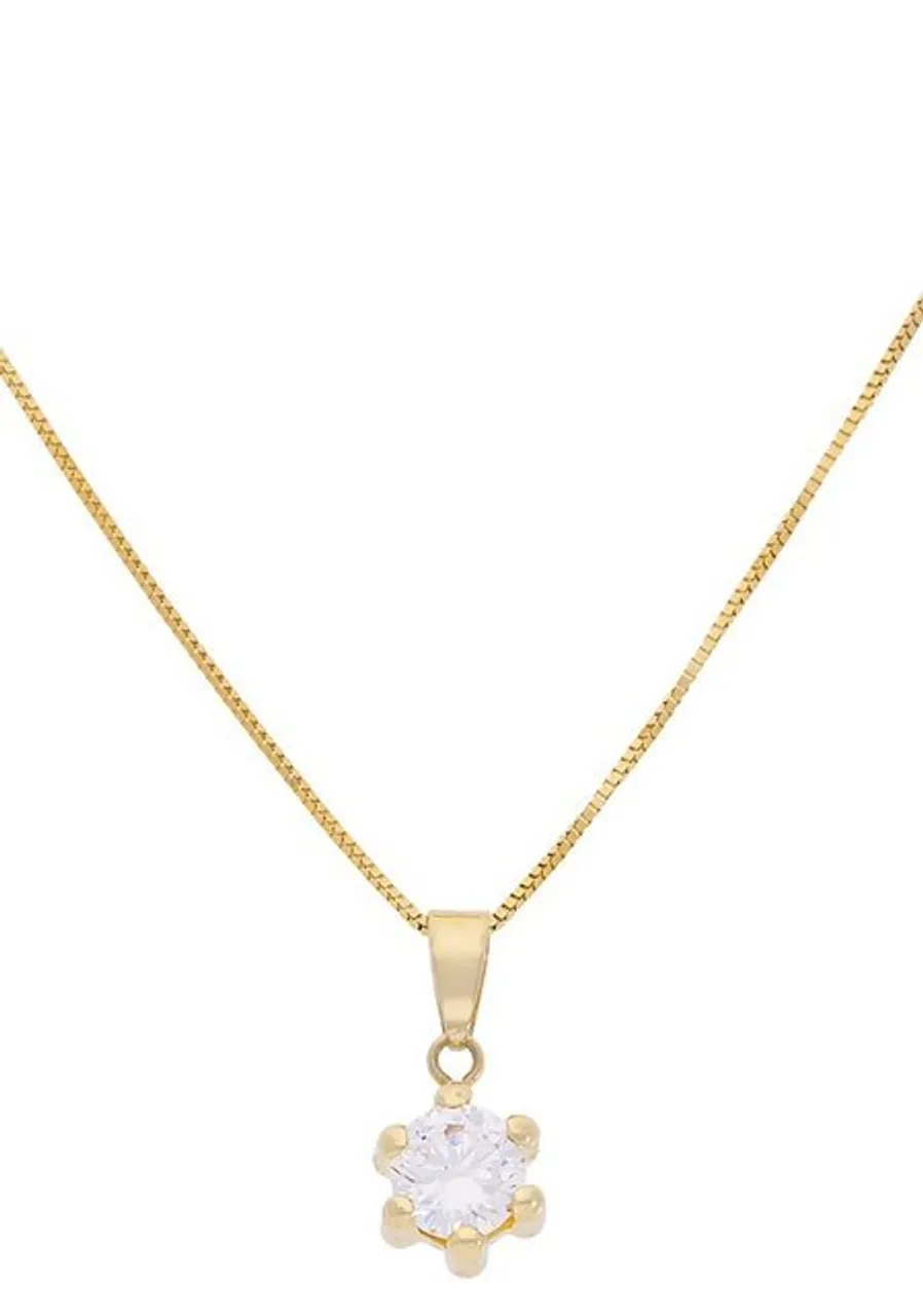 Firetti Kette mit Anhänger Schmuck Geschenk Gold 375 Halsschmuck Halskette Goldkette Venezianer, mit Zirkonia (synth)