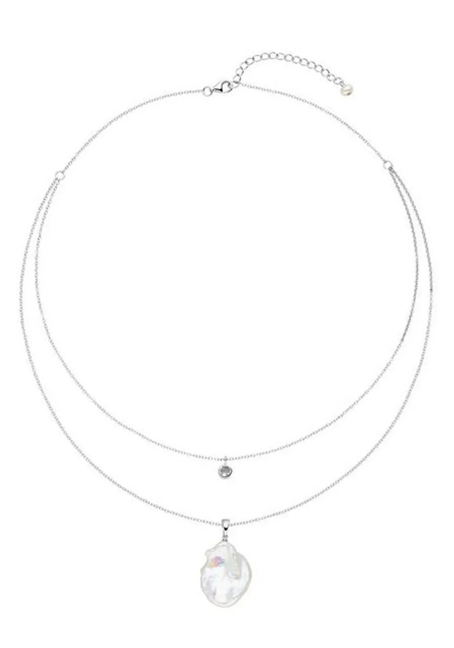 Firetti Kette mit Anhänger Schmuck Geschenk, Halskette Perle mehrreihig, Made in Germany - mit Edelstein - mit Süßwasserzuchtperle