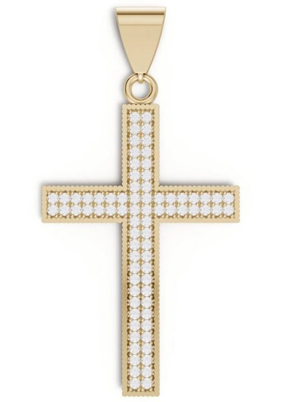 Firetti Kreuzanhänger Schmuck Geschenk Gold 375 Halsschmuck Anhänger Halskette Kreuz, mit Zirkonia (synth)