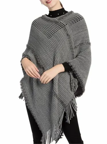 Fivejoy Cape Damen Plüsch Puffer Jacke,einfache Mode warmen gestrickten Schal