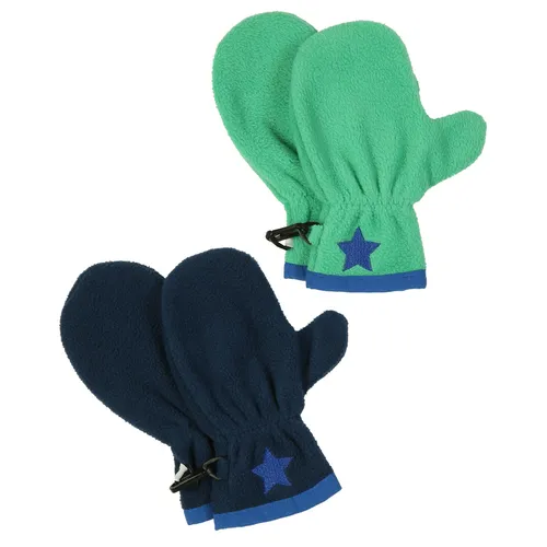 Fleece-Handschuhe STERNCHEN 2er-Pack in dunkelblau/grün