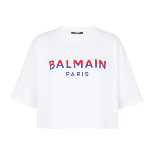 Flocked Paris cropped T-Shirt Balmain