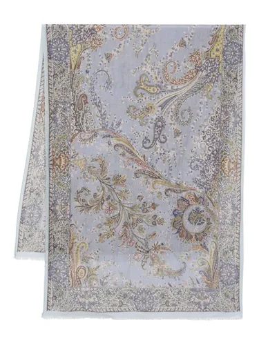 floral-print frayed scarf