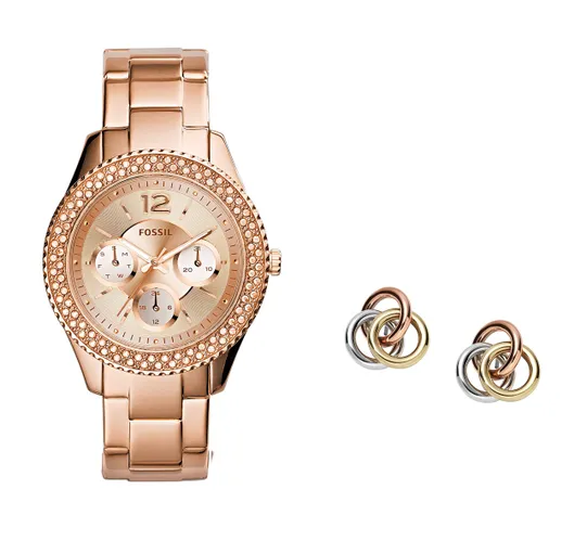 Fossil Damen Analog Quarz Uhr mit Edelstahl Armband ES3590