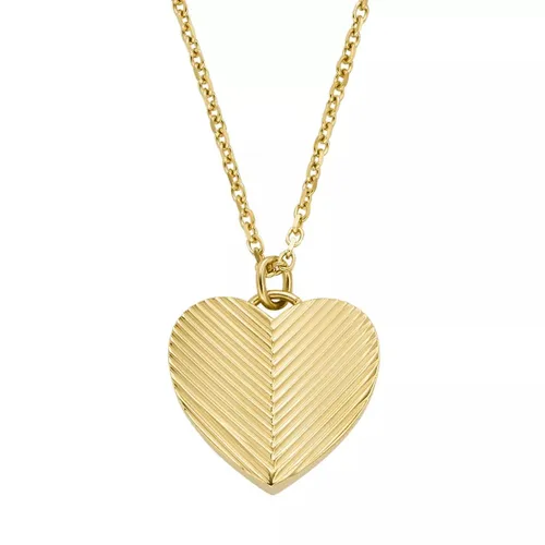 Fossil Halskette - Harlow Linear Texture Heart Gold-Tone Stainless St - Gr. unisize - in Gold - für Damen