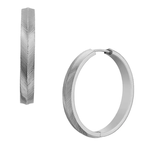 Fossil Ohrringe - Harlow Linear Texture Stainless Steel Hoop Earring - Gr. unisize - in Silber - für Damen