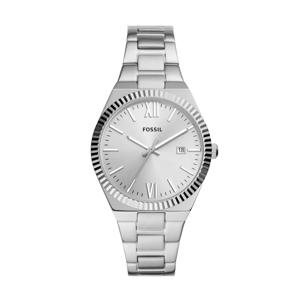 Fossil Uhr - Scarlette Three-Hand Date Stainless Steel Watch - Gr. unisize - in Silber - für Damen