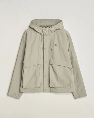 Fred Perry Cropped Ripstop Hooded Jacket Warm Grey