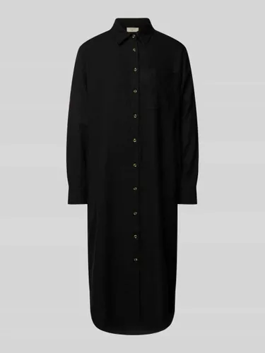 FREE/QUENT Leinenkleid mit durchgehender Knopfleiste Modell 'Lava' in Black