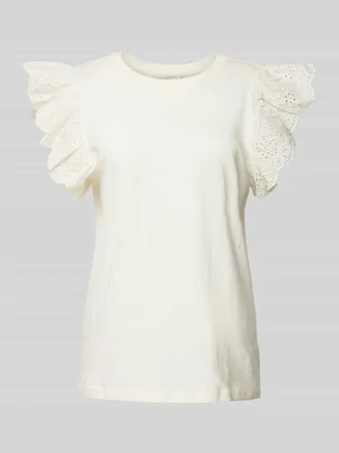 FREE/QUENT T-Shirt in unifarbenem Design Modell 'Azing' in Offwhite