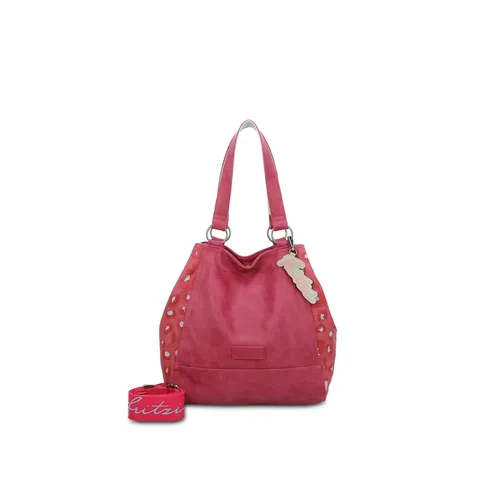 Fritzi aus Preußen - Schultertasche Joy01 mit rauem Canvas-Materialmix Handtaschen Pink Damen