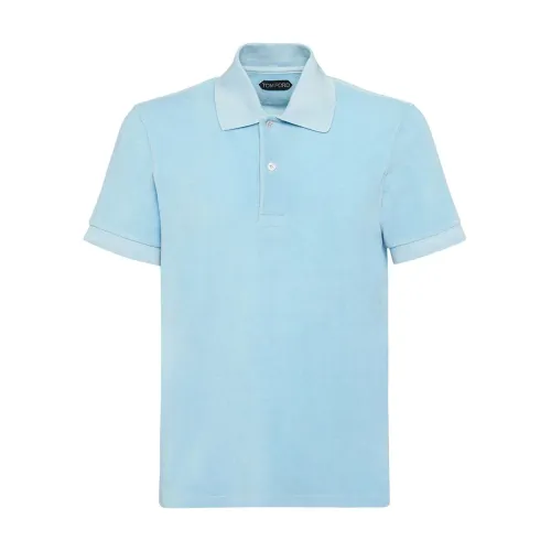 Frottee Polo Shirt in Himmelblau Tom Ford