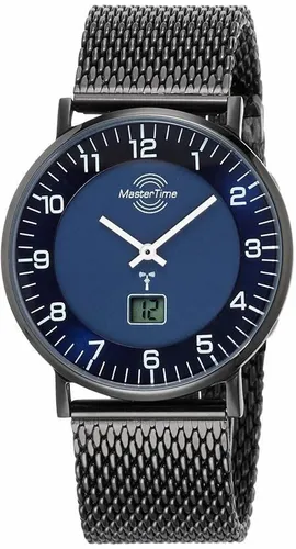 Funkuhr MASTER TIME "MTGS-10559-32M" Armbanduhren blau (schwarz) Herren Quarzuhren Armbanduhr, Quarzuhr, Herrenuhr, Datum, Langzeitbatterie