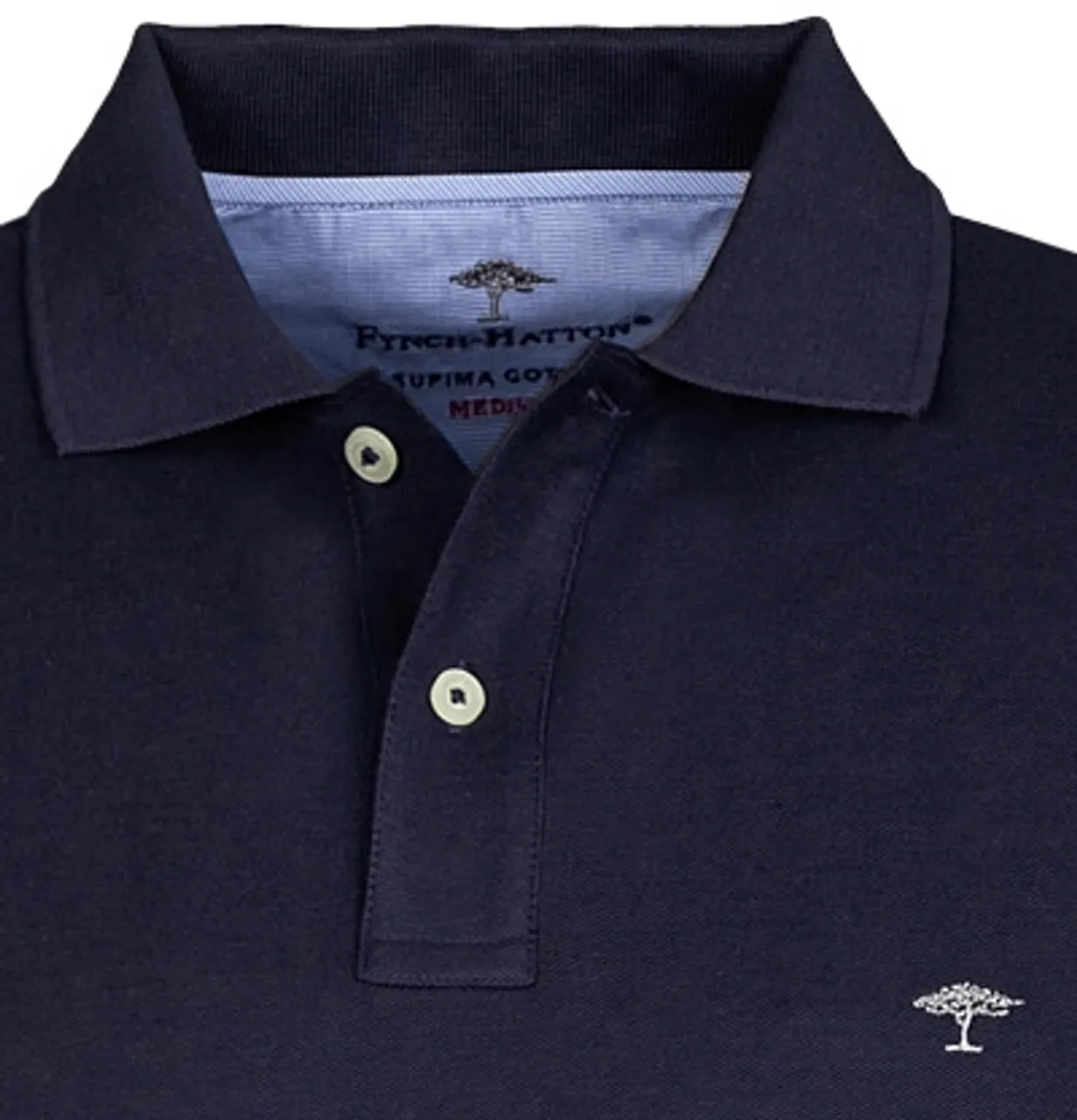 Fynch-Hatton Herren Polo-Shirt blau Baumwoll-Piqué