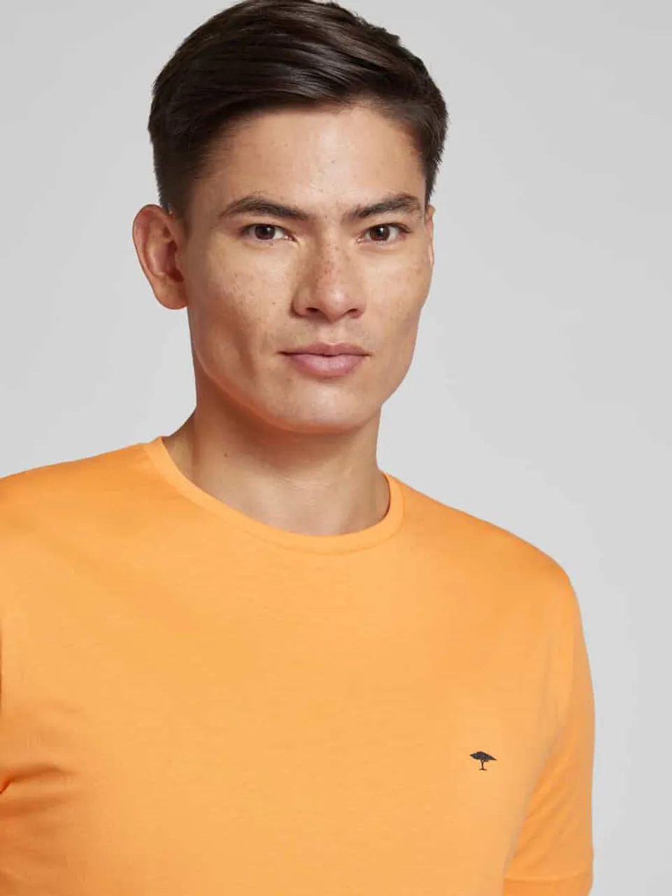Fynch-Hatton T-Shirt mit Logo-Stitching in Apricot Melange