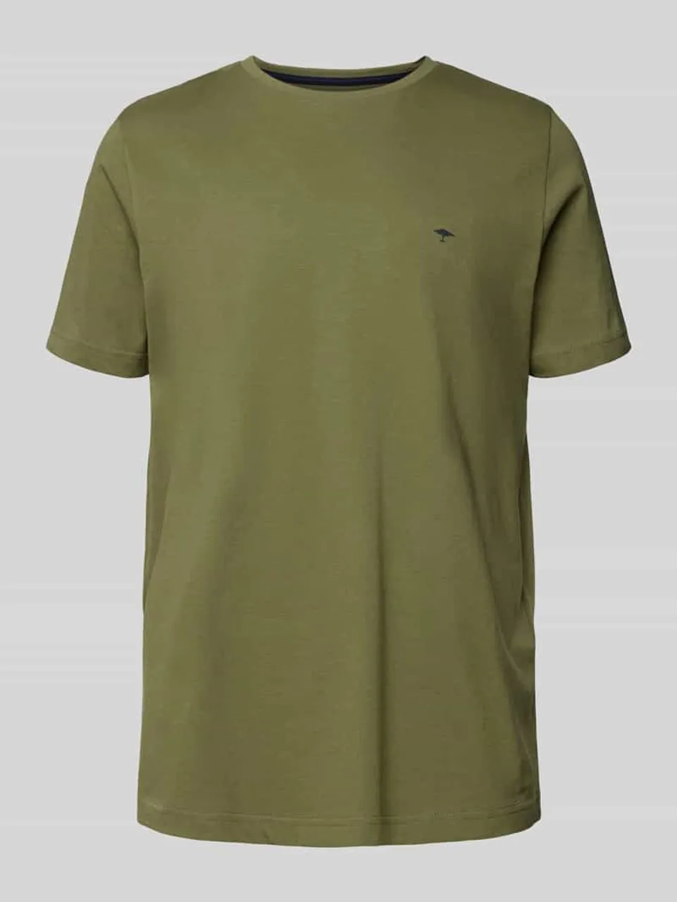 Fynch-Hatton T-Shirt mit Logo-Stitching in Khaki Melange