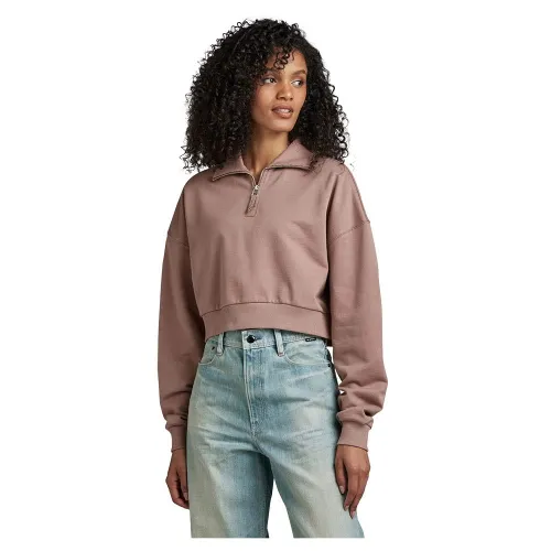 G-STAR RAW Damen Cropped Half Zip Loose Sweatshirt