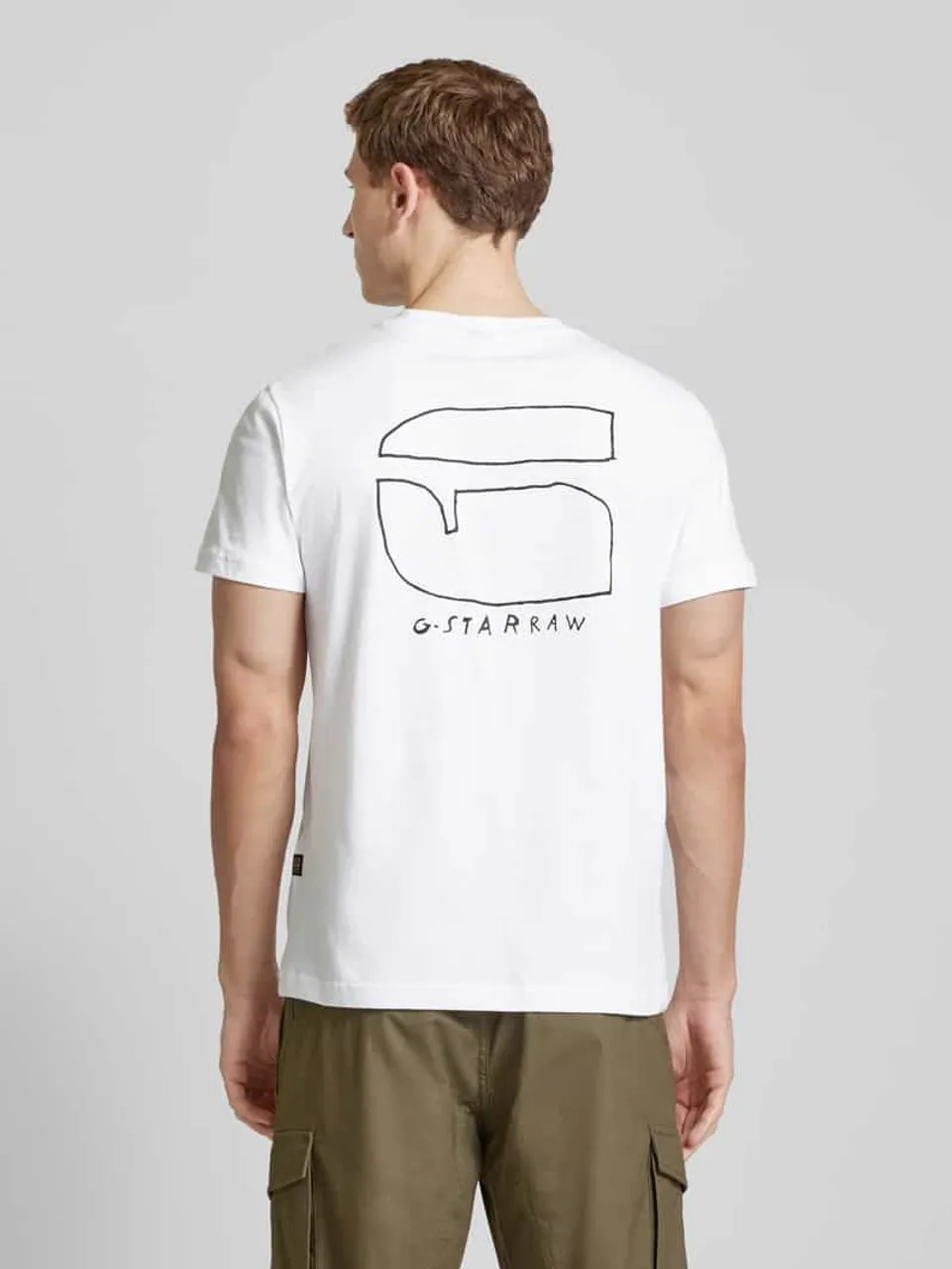 G-Star Raw T-Shirt mit Label-Print in Weiss