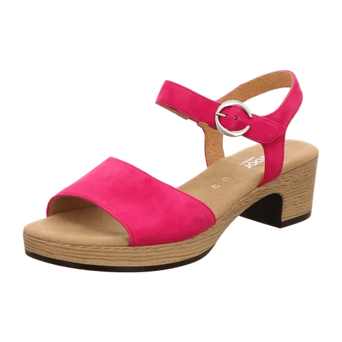 Gabor comfort 42071-21 Pink - elegante Sandale - Damenschuhe Sandalette / Sling, Mehrfarbig, leder (samtchevreau), absatzhöhe: 30 mm für Damen, pink