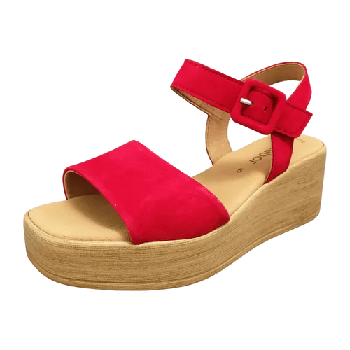 Gabor Fashion Keil Sandalen rubin rot Samt 44.531.15 für Damen, rot