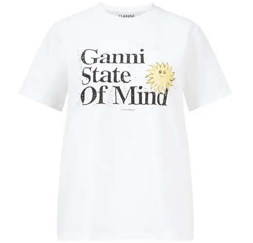 GANNI Kurzarmshirt T-Shirt mit Logo und Sonne