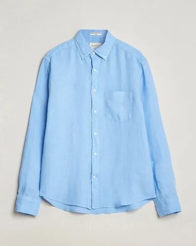 GANT Regular Fit Garment Dyed Linen Shirt Capri Blue
