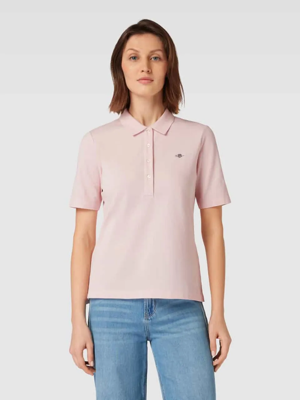 Gant Slim Fit Poloshirt mit Label-Stitching in Rosa