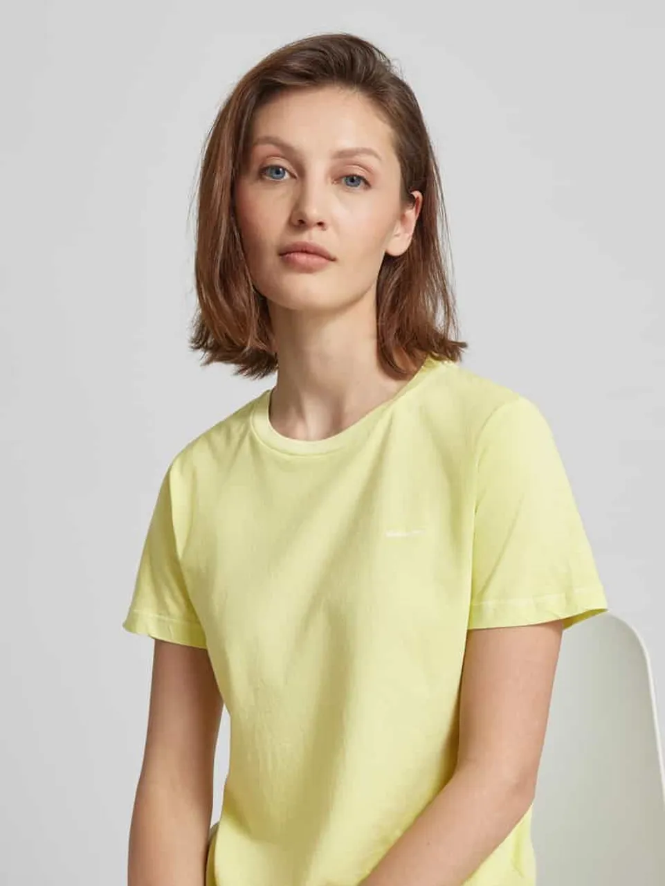 Gant T-Shirt mit Label-Stitching in Neon Gruen