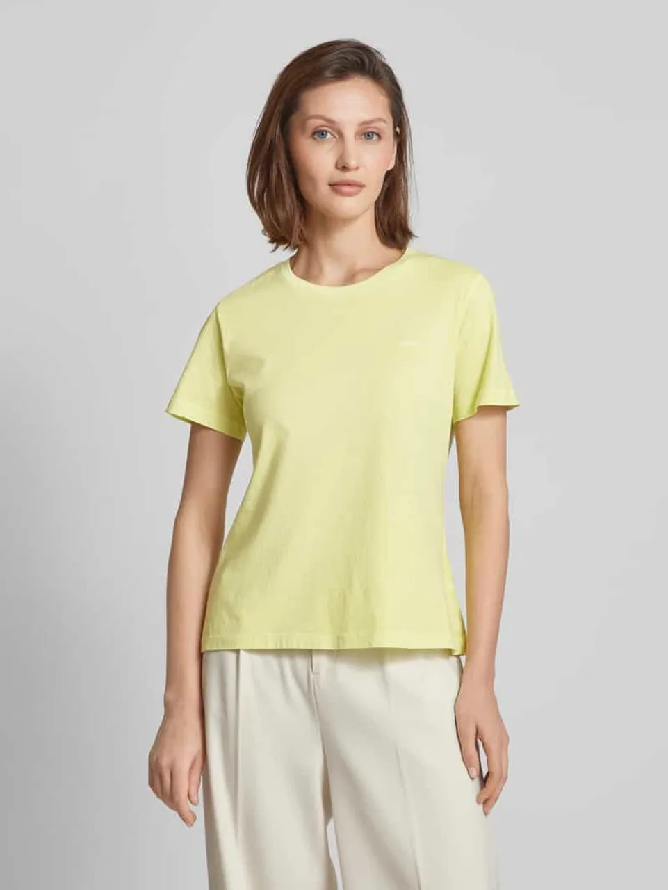 Gant T-Shirt mit Label-Stitching in Neon Gruen
