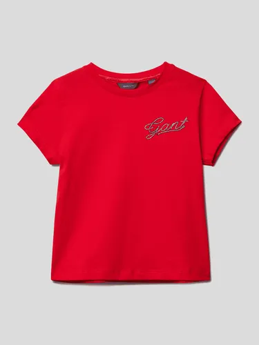 Gant T-Shirt mit Label-Stitching in Rot