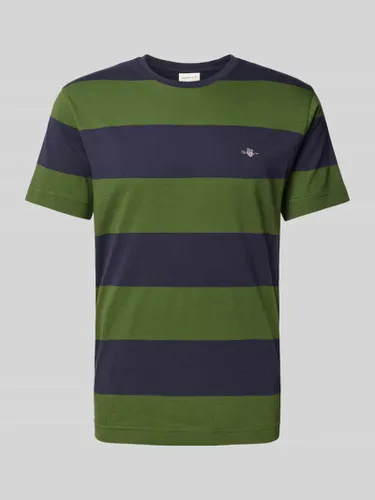 Gant T-Shirt mit Streifenmuster und Label-Stitching in Oliv
