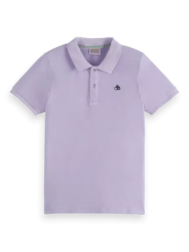 Garment-dyed short-sleeved pique polo - Größe 8 - Multicolor - Junge - Polohemd - Scotch & Soda