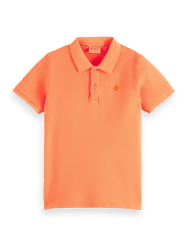 Garment-dyed short-sleeved pique polo - Größe 8 - Multicolor - Junge - Polohemd - Scotch & Soda