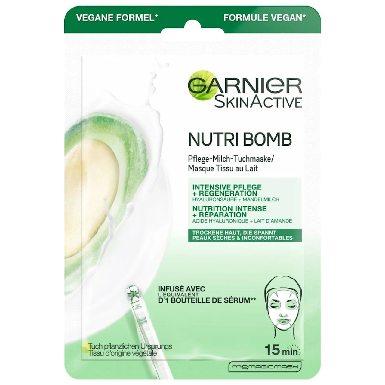 Garnier - Skin Active SkinActive Nutri Bomb Pflege-Milch-Tuchmaske Mandel Gesichtscreme 28 g