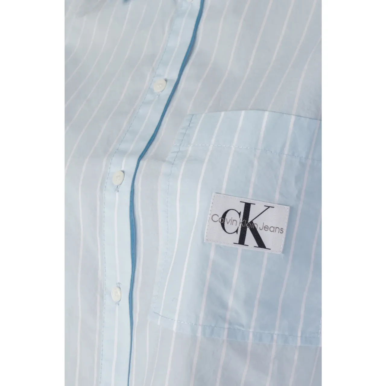 Gekürztes gewebtes Etikett Langarmshirt Calvin Klein Jeans