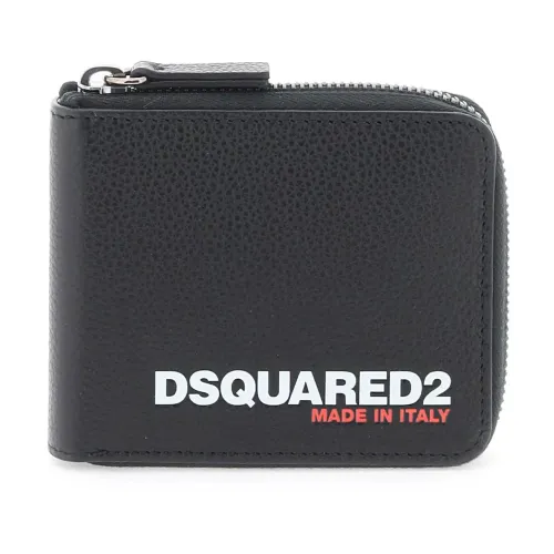 Geldbörse aus genarbtem Leder mit Logo Dsquared2
