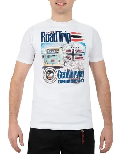 Geo Norway T-Shirt Casual Kurzarm Shirt bajiami Men (1-tlg) mit auffälligen Prints
