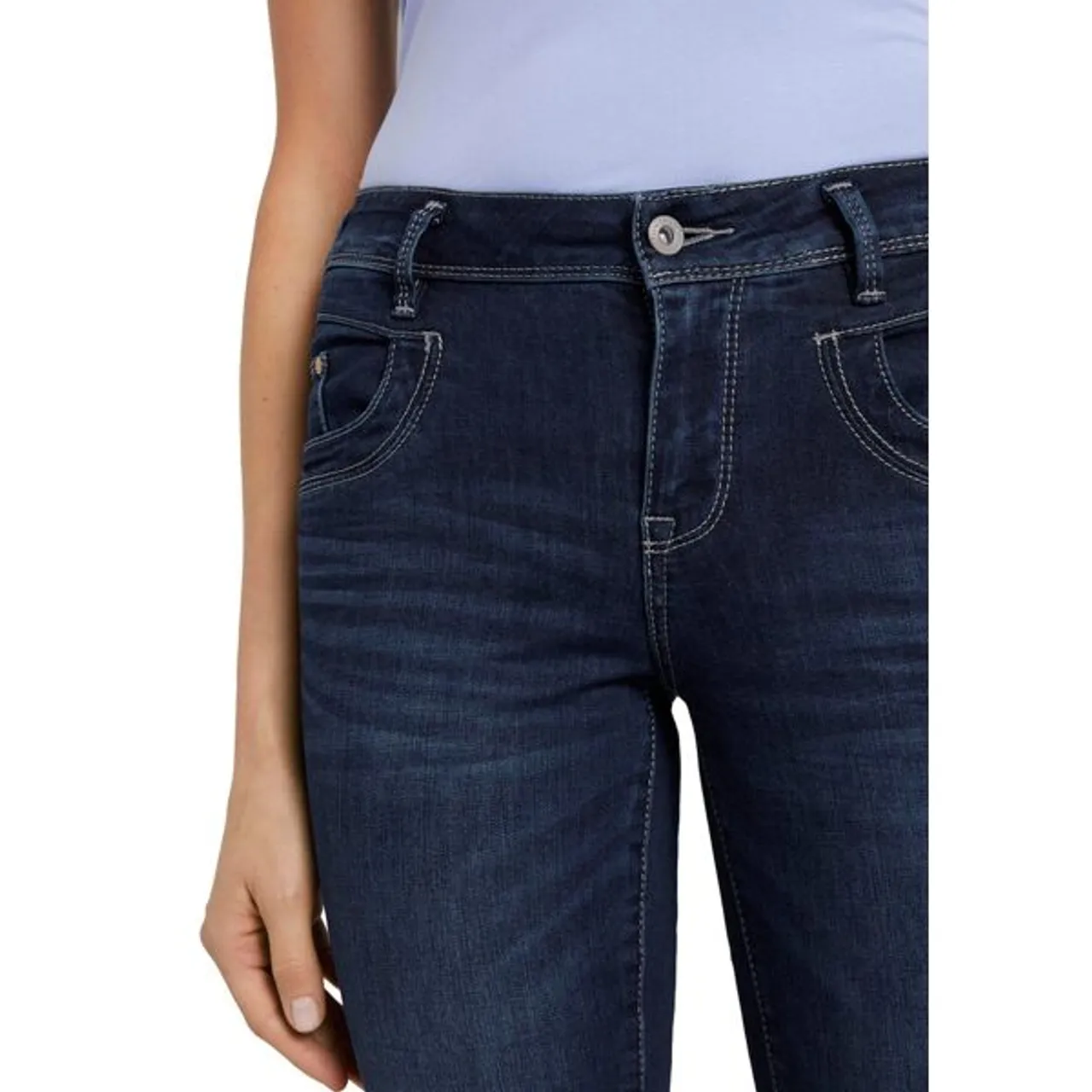 Gerade Jeans TOM TAILOR "Alexa Straight" Gr. 30, Länge 30, blau (dark stone washed) Damen Jeans Gerade Bestseller