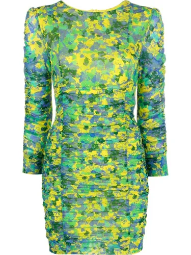 Gerafftes Kleid mit Blumen-Print