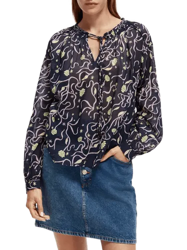 Gerafftes Shirt aus Bio-Baumwolle - Größe XS - Multicolor - Frau - Bluse - Scotch & Soda
